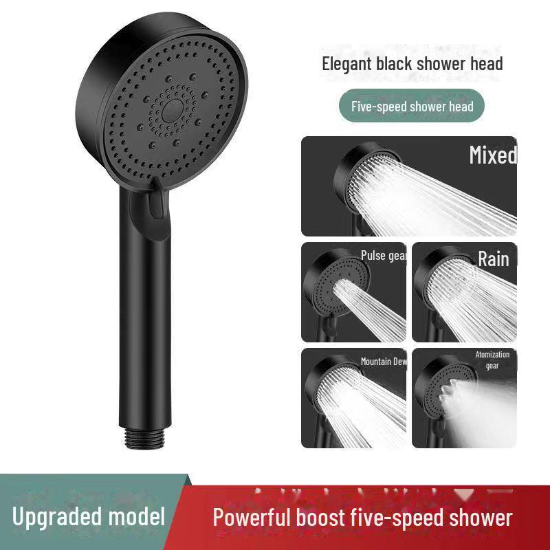 Black Warrior Handheld Shower Head with 5 Water Modes and High Pressure
