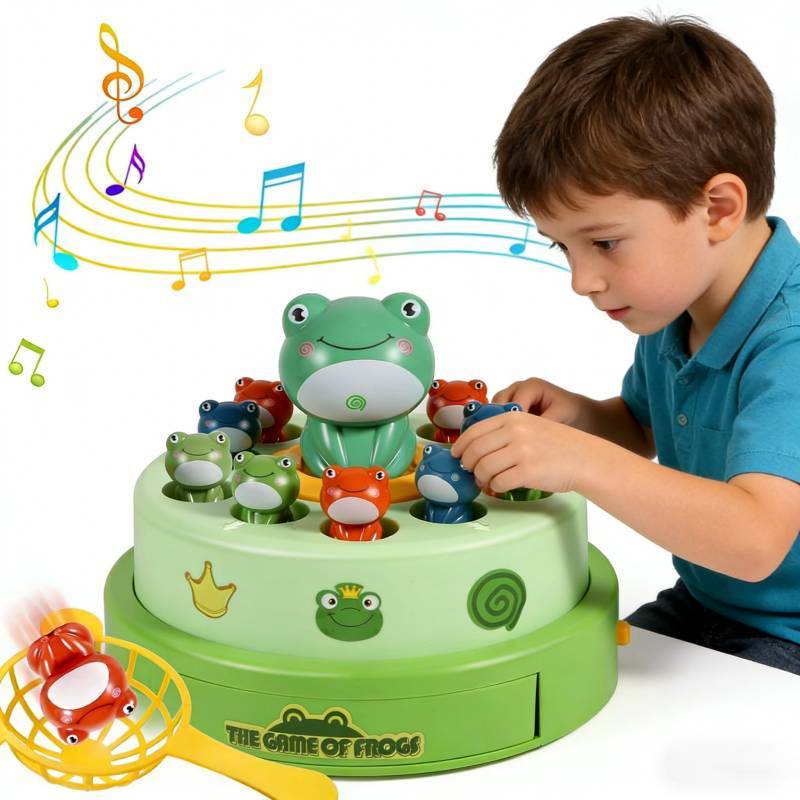 Elektrisches Musik hüpfendes Frosch Spin Spielzeug für Kinder mit Sprachsteuerung und Eltern-Kind-Interaktion