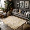 Tan Brown Bohemian Area Rug, Vintage Pattern Non-Slip Carpet, Cozy Living Room Mat for Natural Home Decor