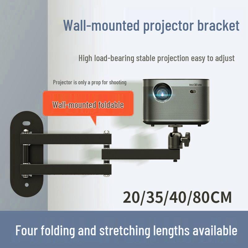 Foldable Projector Wall Mount with Universal Ball Head Bracket for Bedside Use