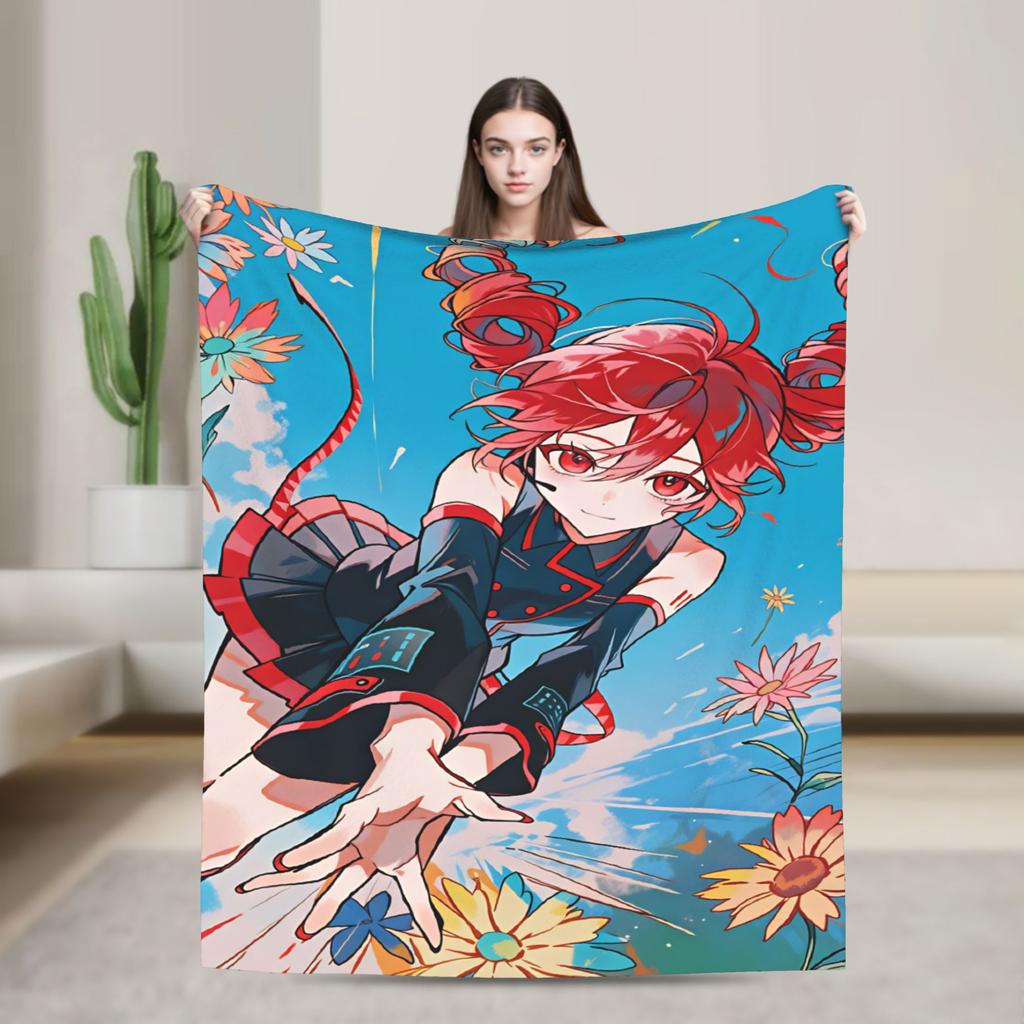 Kasane Teto Character Warm Soft Blanket Kids Plush Throw Blanket Fluffy Living Room Flannel Bedspread Sofa Bed Cover