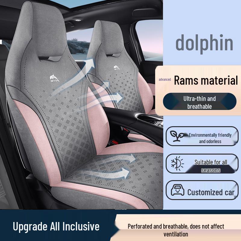 Zestaw wentylowanych pokrowców na siedzenia BYD Dolphin - Premium, pełne pokrycie z jednoczęściowym zagłówkiem, na wszystkie pory roku.