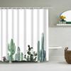 Tropischer Grünes Blatt Palme Kaktus Duschvorhang Landschaft Badezimmervorhang Wasserdichter Polyester Duschvorhang