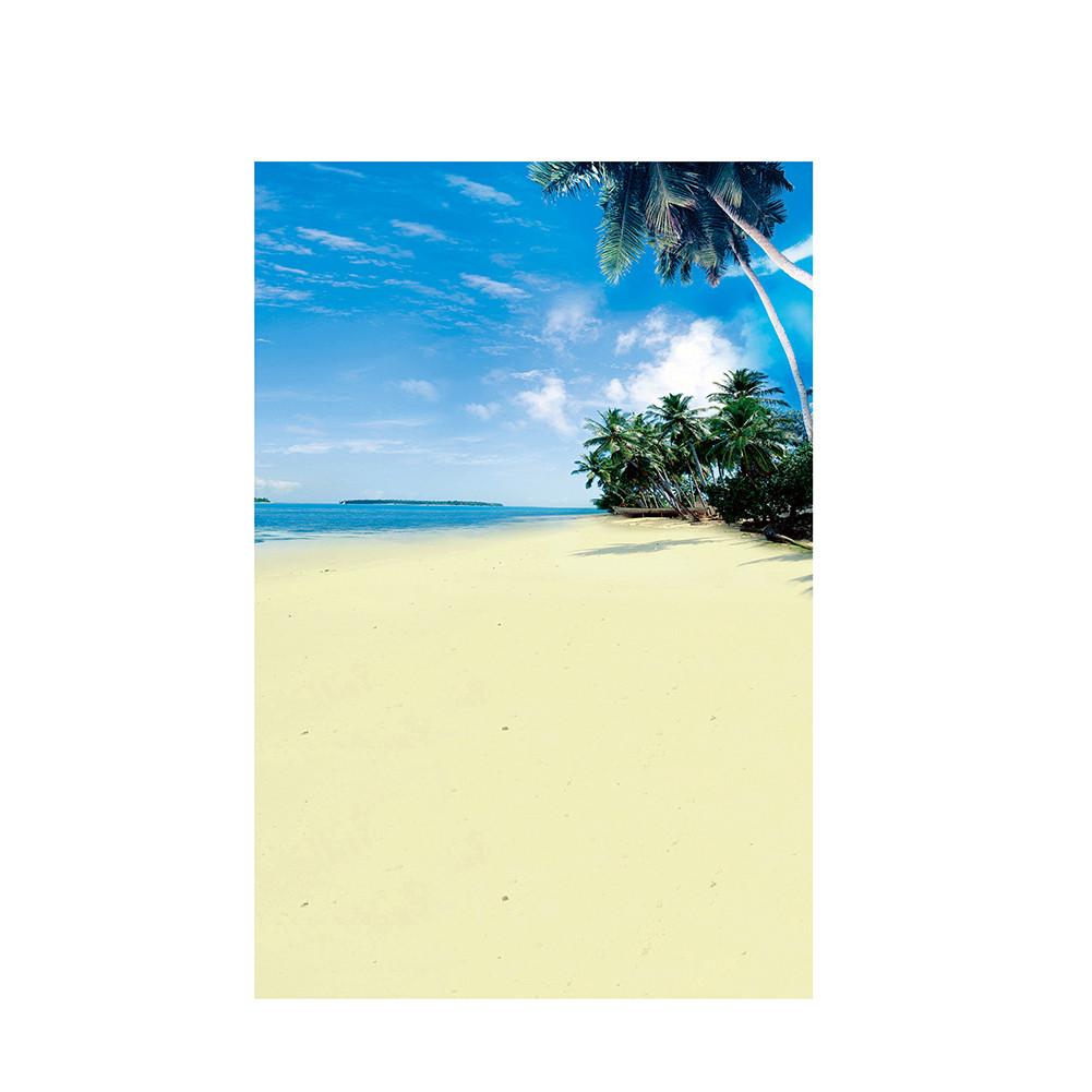 Summer Seaside Beach Photography Backdrop Tropical Ocean Palm Tree Sand Scenic Background for Photo Studio Portrait Video Shoot Party Decor Props