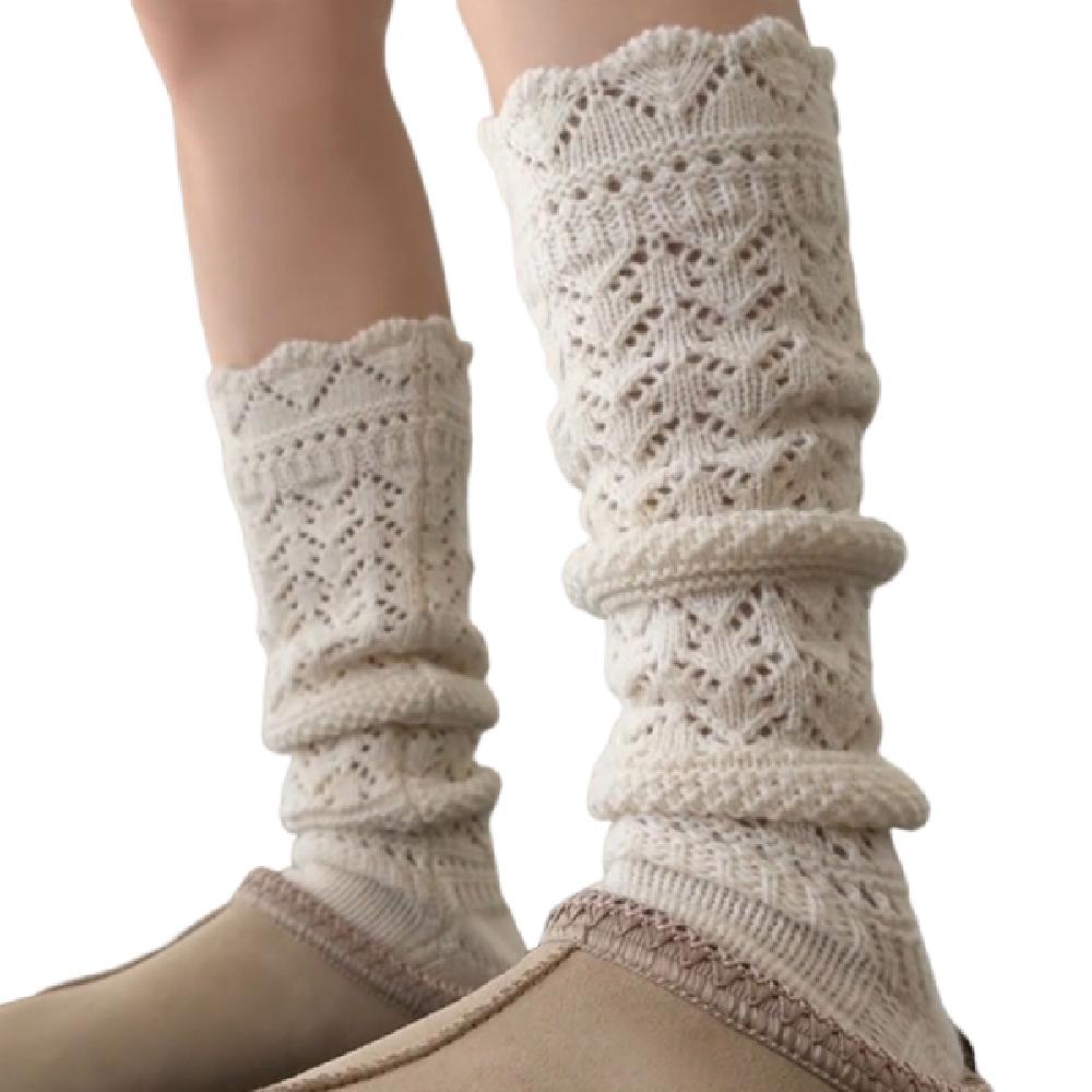 Fashion Y2K Knitted Foot Cover Hollow Out Sweet JK Knee High Socks Breathable Mesh Design Women Leg Warmers Lolita