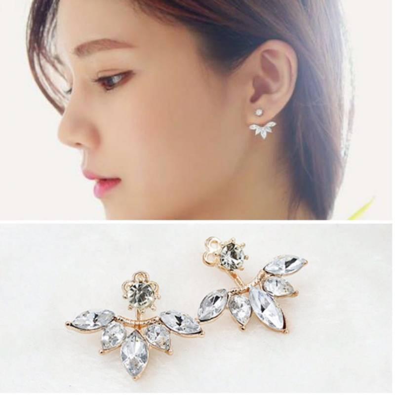 Elegant Korean Style Daisy Flower Stud Earrings With Zircon Stone For Women