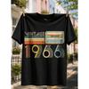 Retro Vintage Style Men'S T-Shirt 1966 Cassette Tape Design Summer Casual Wear Gift for Birthday Anniversary Loose Fit Round Neck Fashion New Arrival