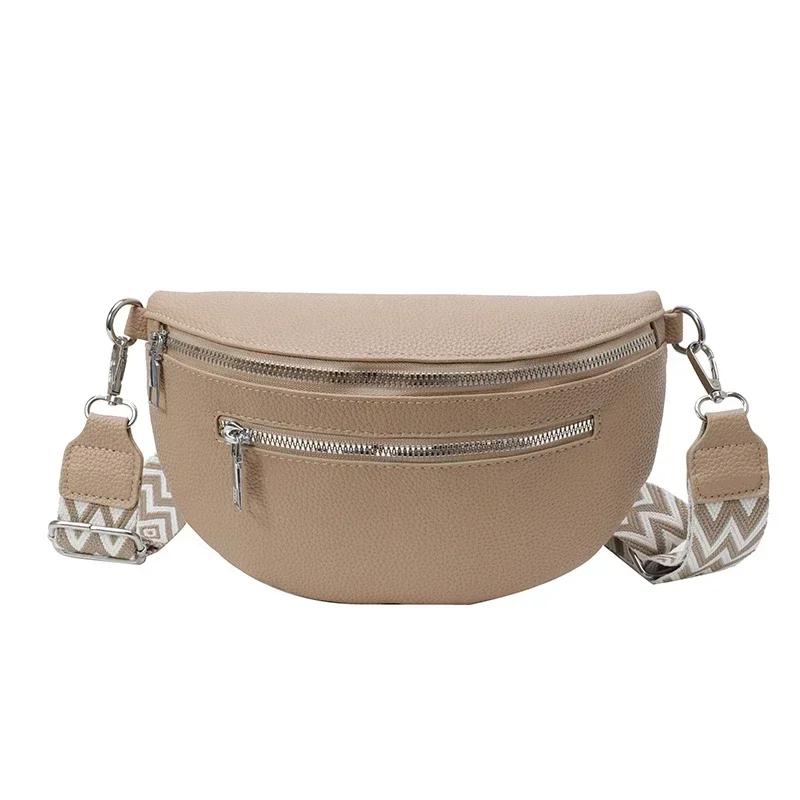 Simple Casual Solid Color PU Waist Packs 2026 Hot Selling Stitching Zipper Crossbody Bag Sweet Soft Popular Commuting Chest Bags