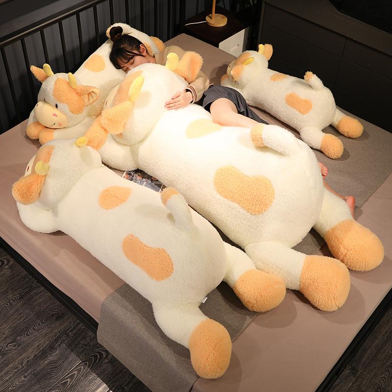 90/110CM Lovely Milk Cow Plush Toysets Cartoon Stuffed Animal Cattle Dolls Sleeping Pillow for Birthday Surprise Gifts
