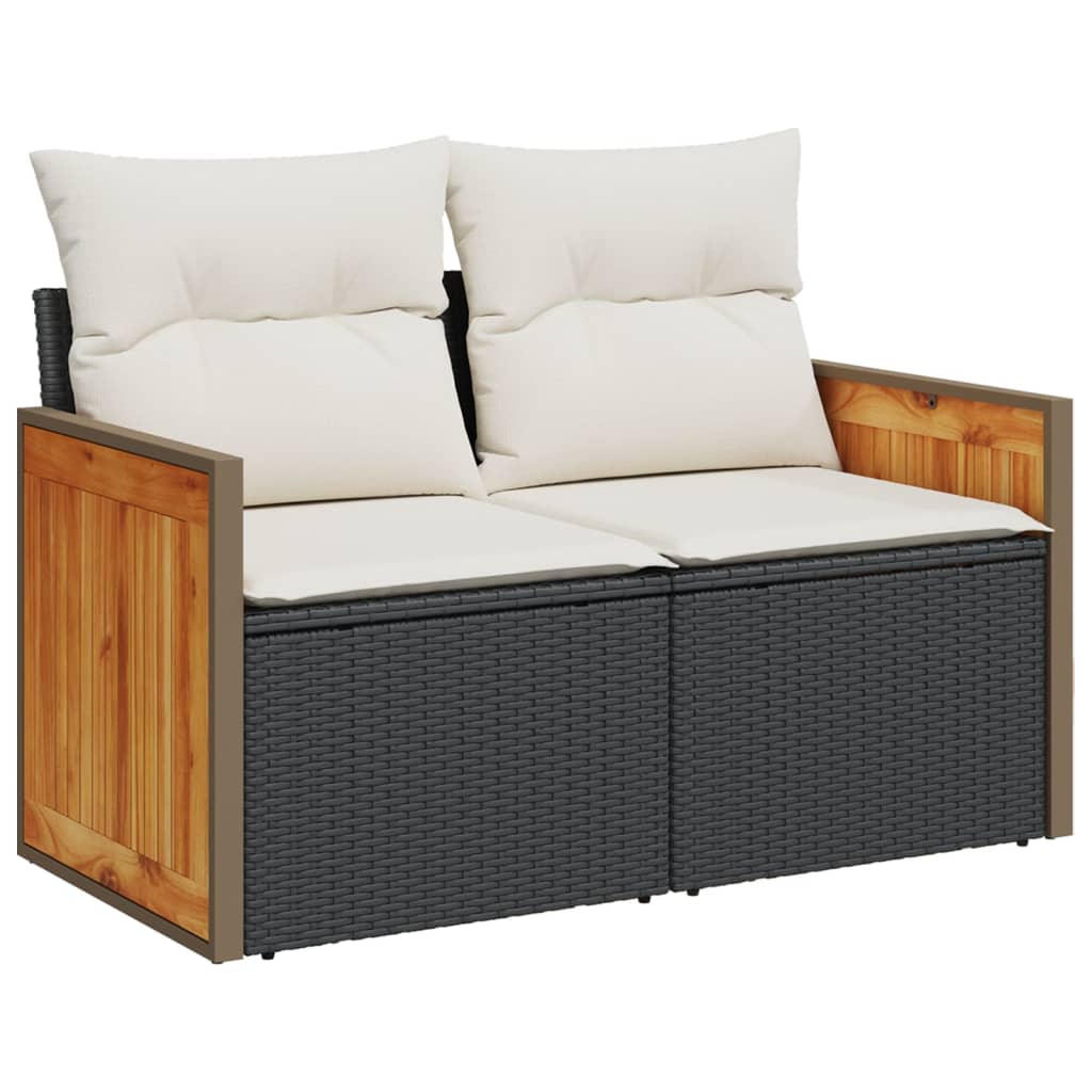 Vidaxl 8-Cz. Garden Lounge Set, With Cushions, Black