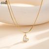 EFFIE QUEEN Stainless Steel 18k Gold Snake Chain Heart Pendant Necklace Romantic Jewelry for Women Wedding Party Banquet STMN08