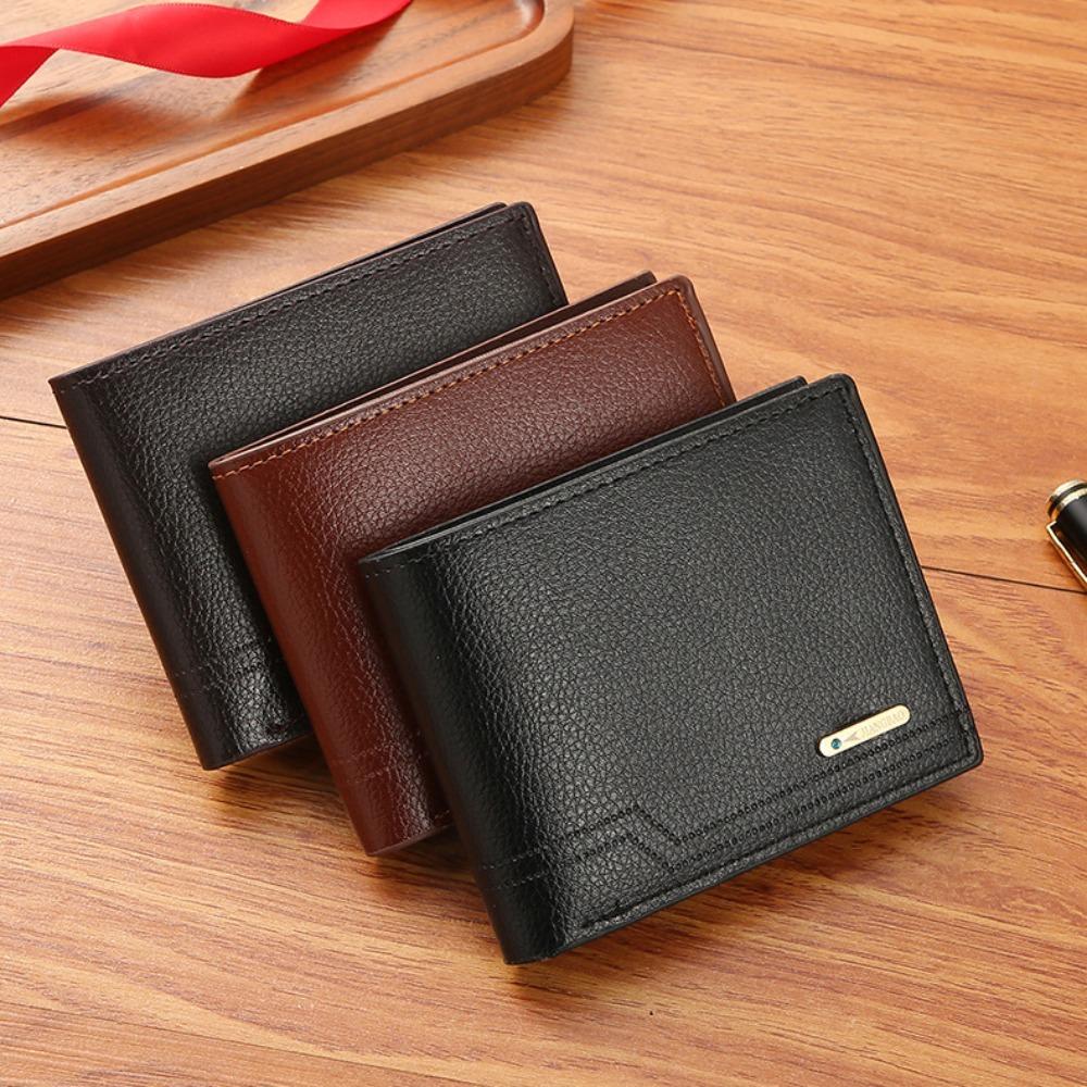 PU Leather Men's Short Wallet Large Capacity Pocket Purse Casual Male Leather Purse Shopping