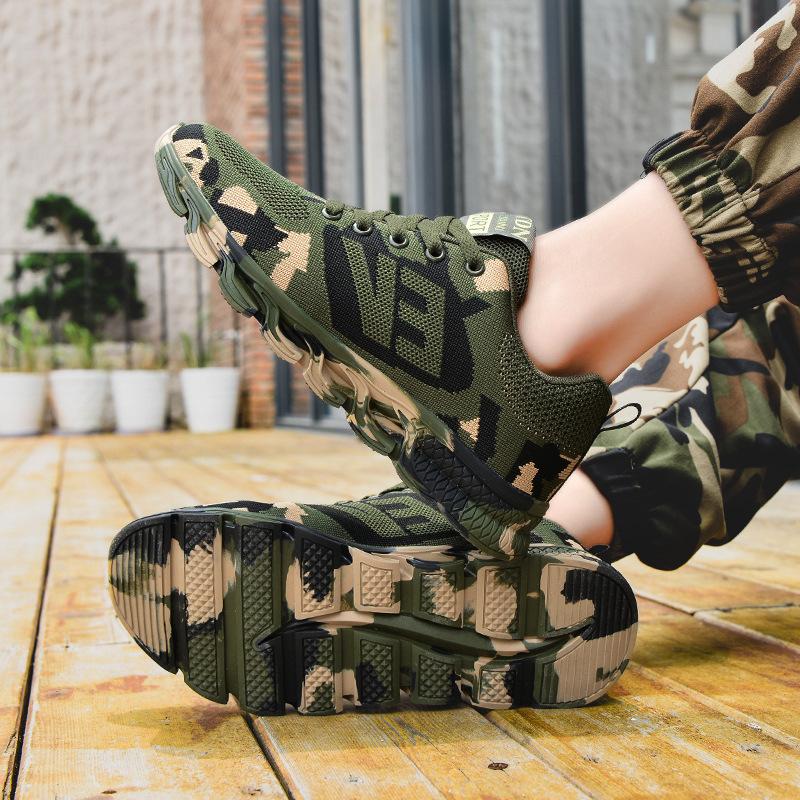 New Men's and Women's Camouflage Casual Sports Shoes, Fly-woven Breathable Student Training Shoes, Outdoor Mountaineering Liberation Shoes