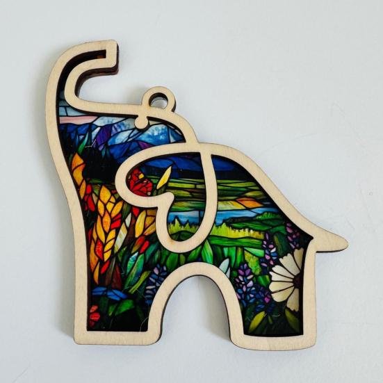 1/2Pcs Elephant Pendant Wooden Hanging Ornament with Lanyard Easy To Hang Elephant-Shaped Pendant Friendship Gifts