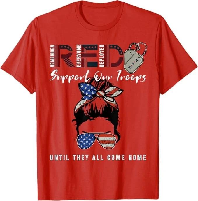 On Friday We Wear Red Friday Military Support troops US Flag Unisex T-Shirt