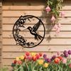 1pc Hummingbird Flower Metal Wall Art, Black Floral Decor for Garden Bedroom Living Room, Outdoor Indoor Spring Home Sign, Housewarming Gift
