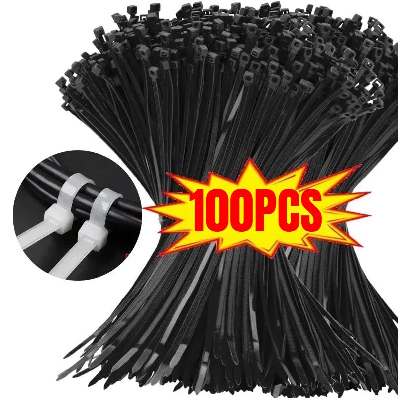 100Pcs Plastic Clamping Collar Rilsan Cable Ties Clamp Greenhouse Plastic Clamps Self-tightening Plastic Necklace Belts