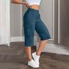 Shorts Cargo de Tiro Medio para Mujer, Corte Relajado, Cintura Elástica Trasera, Cierre de Botón y Cremallera, Diseño con Múltiples Bolsillos