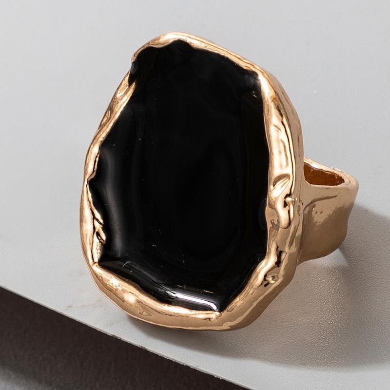 Fashion Women Ring Enamel Rings Punk Classic Black Enamel Ring Vintage Irregular Ring Jewelry Gift