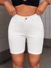 Europese Hoge Taille Dames Witte Denim Fietsbroek - Zomer 2025 Collectie