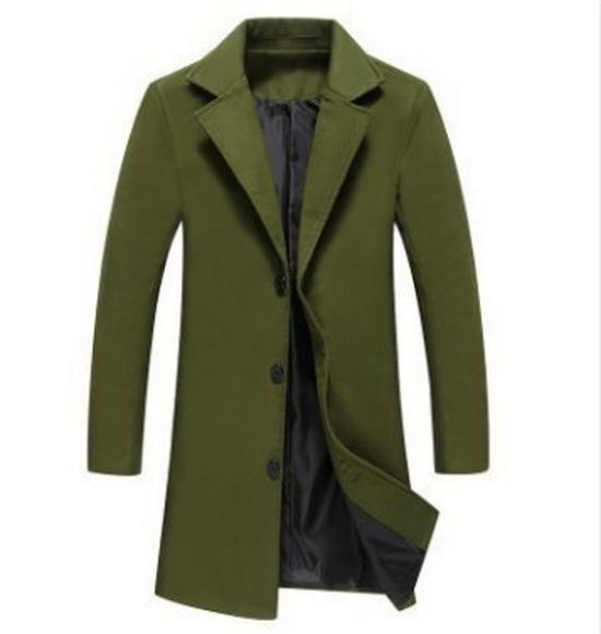 Heren Koreaanse Stijl Slim Fit Middellange Wollen Jas - Herfst/Winter Mode Trench Bovenkleding