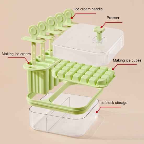 2-in-1 Ice Cube Easy Push Mold for Tray with Lid Release Ice DIY