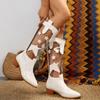 Autumn Shoes for Women Back Zip Women's Knee-High Boots Square Heel Pointed Toe Women's Shoes Plus Size Transparent Ladies Boots