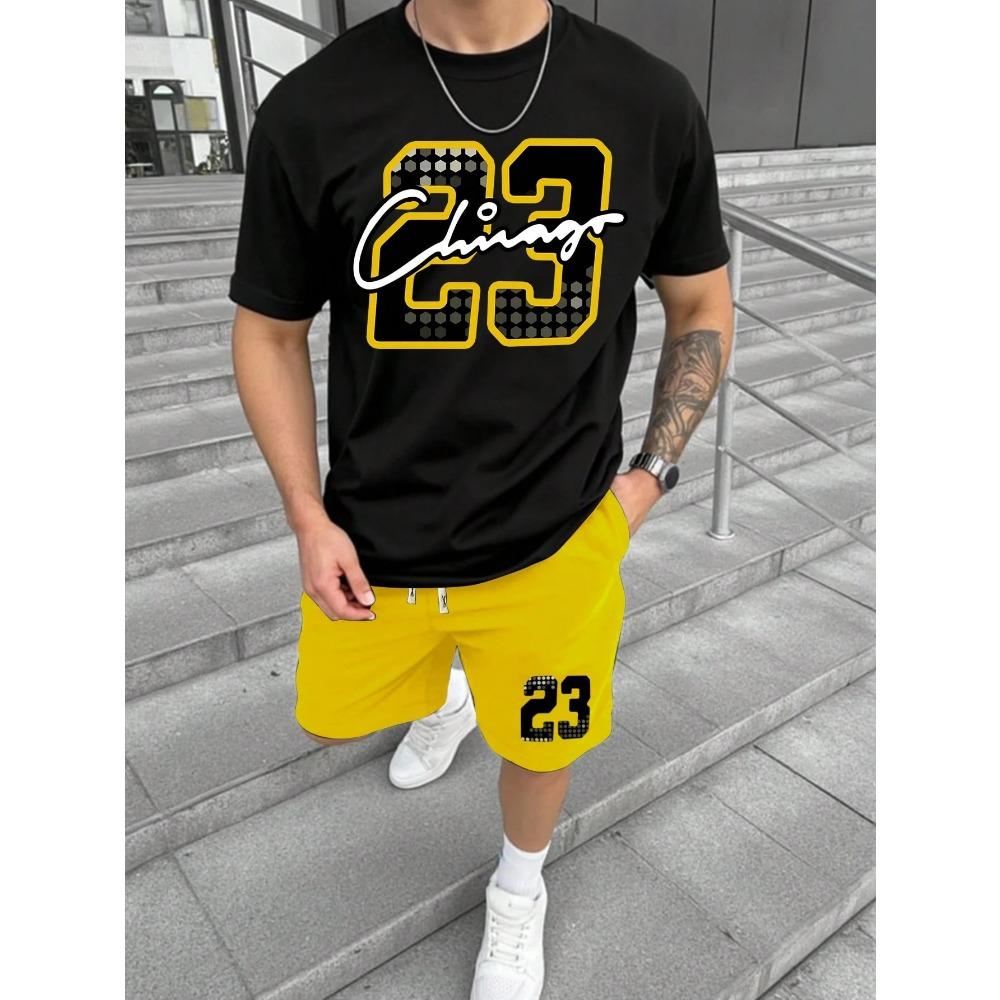 Neues Sommer-Zweiteiler-Set für Herren: T-Shirt und Shorts, Lässiges kurzärmeliges T-Shirt und Shorts, Zweiteiler-Set, Täglicher Freizeitstil