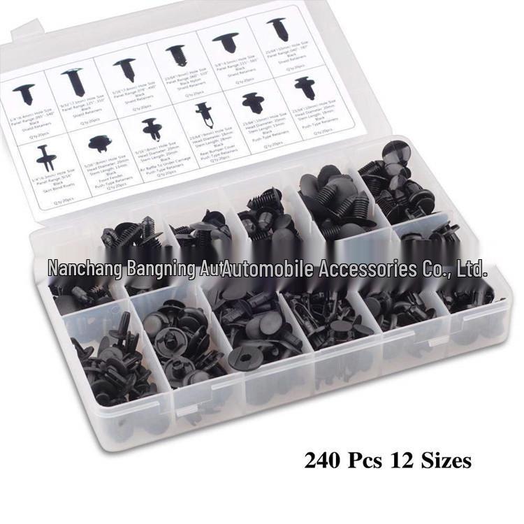 240PCS Universal Car Snap Fasteners - Plastic Clips & Rivets for Ford, Honda - 12 Types