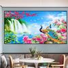 Wasserfall Pfauen Blume große DIY 5D Diamant Malerei voller Runde Bohrer Mosaik Stickerei Kits Wanddekoration AA2806