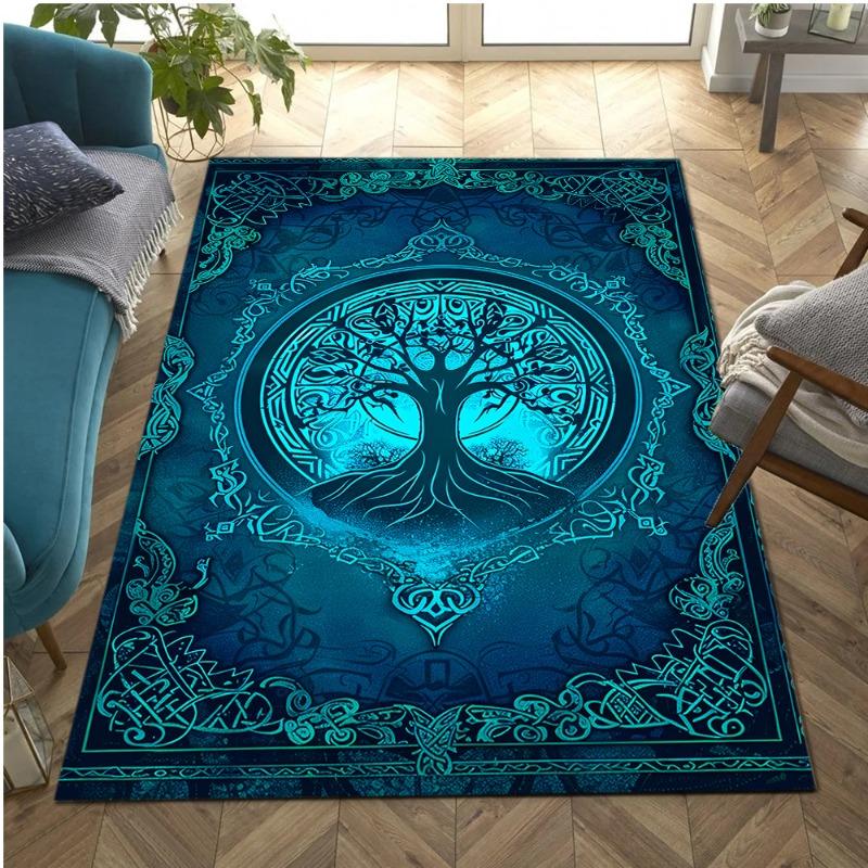 Keltischer Baum des Lebens Teppich rutschfest, farbbeständig für Wohnzimmer, Schlafzimmer, Spielbereiche Weiche Polyester Heimdeko Matte