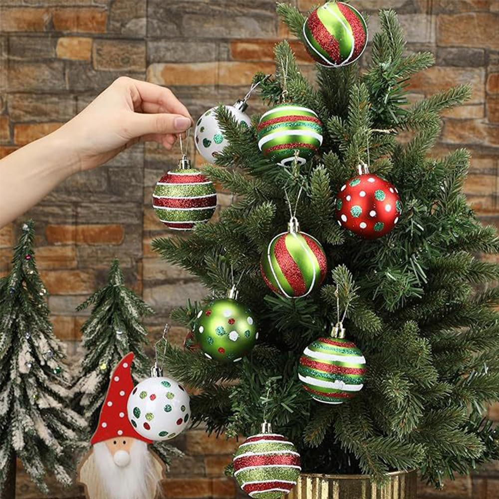 12Pcs Christmas Balls Ornament For Home Indoor Holiday Party Hanging Decor
