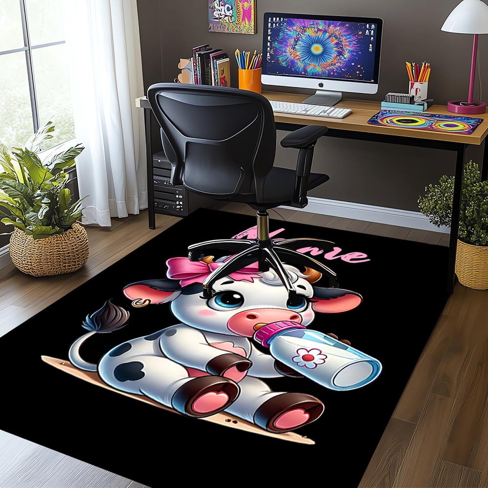 Custom Name Cow Printed Carpet,Rug for Office Chair Living Room Bedroom Kitchen Room Decor Gifts.