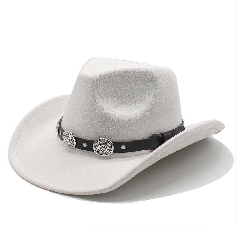 Heiß verkaufender Retro-Stierkopf Western-Cowboyhut für Männer und Frauen, tibetanischer Wildleder-Jazzhut, breitkrempiger Zylinder