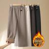 Pantaloni Caldi in Lana a Gamba Dritta con Vita Alta e Fodera in Velluto da Donna di Mezza Età