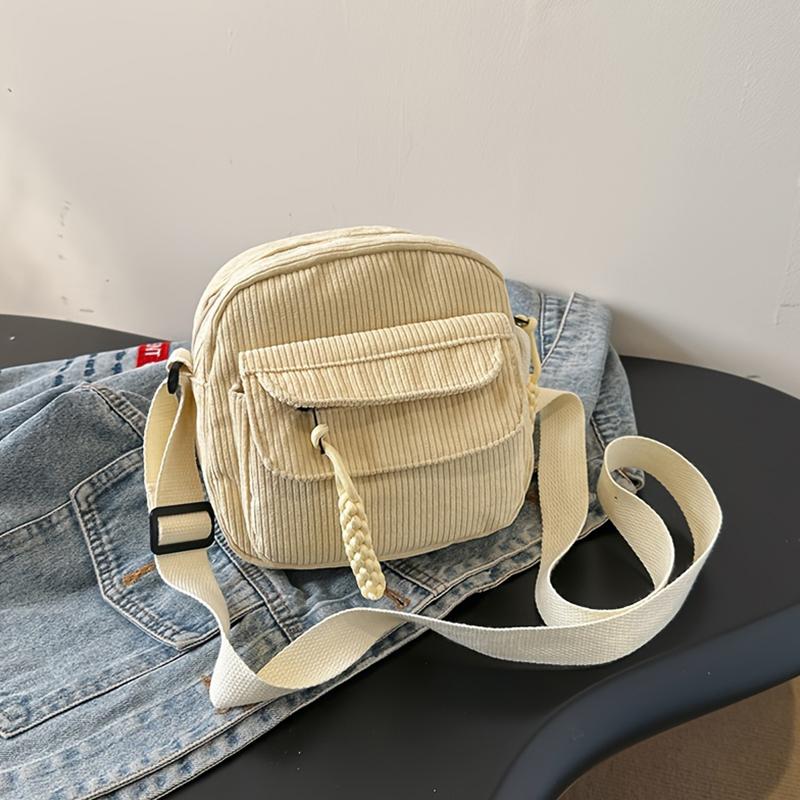 Koreanische Harajuku Umhängetaschen Cord Damen Kleine Schultertasche Teenager Mädchen Crossbody Tasche Niedliche Tragetasche Student Bolsa