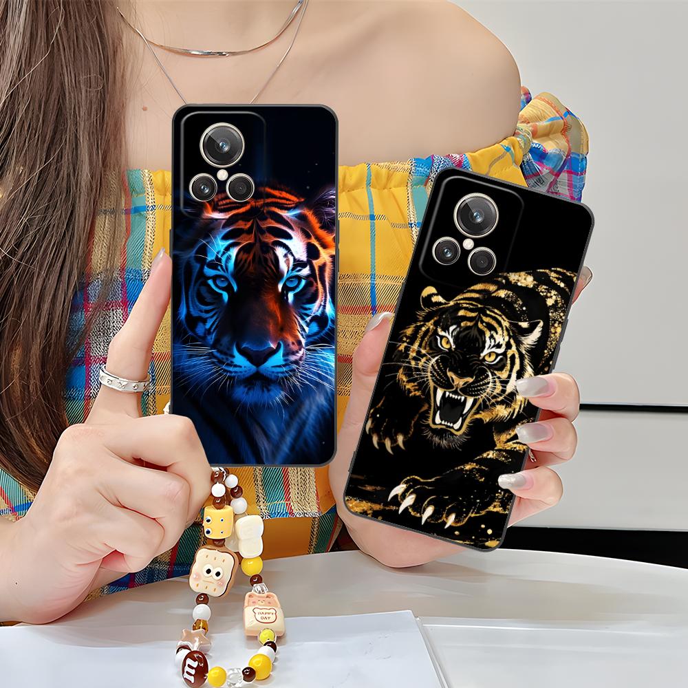 Tiger Neon Handyhülle für Realme GT 8 Neo Pro C75 73 71 C67 65 C55 53 C35 31 C20 15 Bunte Druckabdeckung Cover