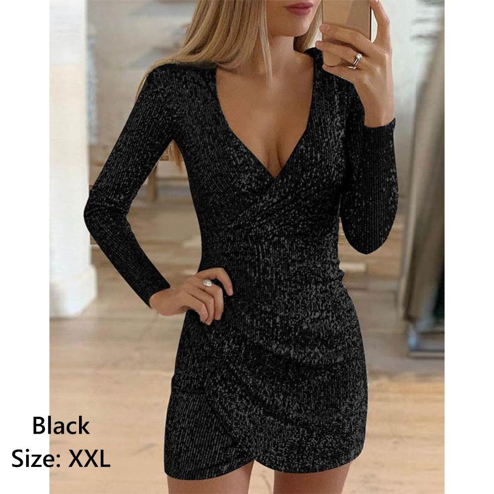 Bling Clubwear V-neck Bodycon Party Dress Sequin Mini Dress Party Evening Dresses Ball Gown