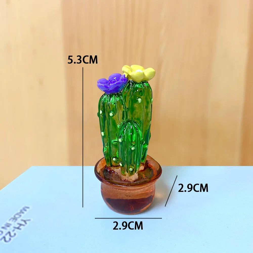 Figurines de Cactus en Résine Faites à la Main Ornements Artisanat de Bureau Décoration Créative Colorée Mignonne Plante Miniature Pour Décoration de Maison