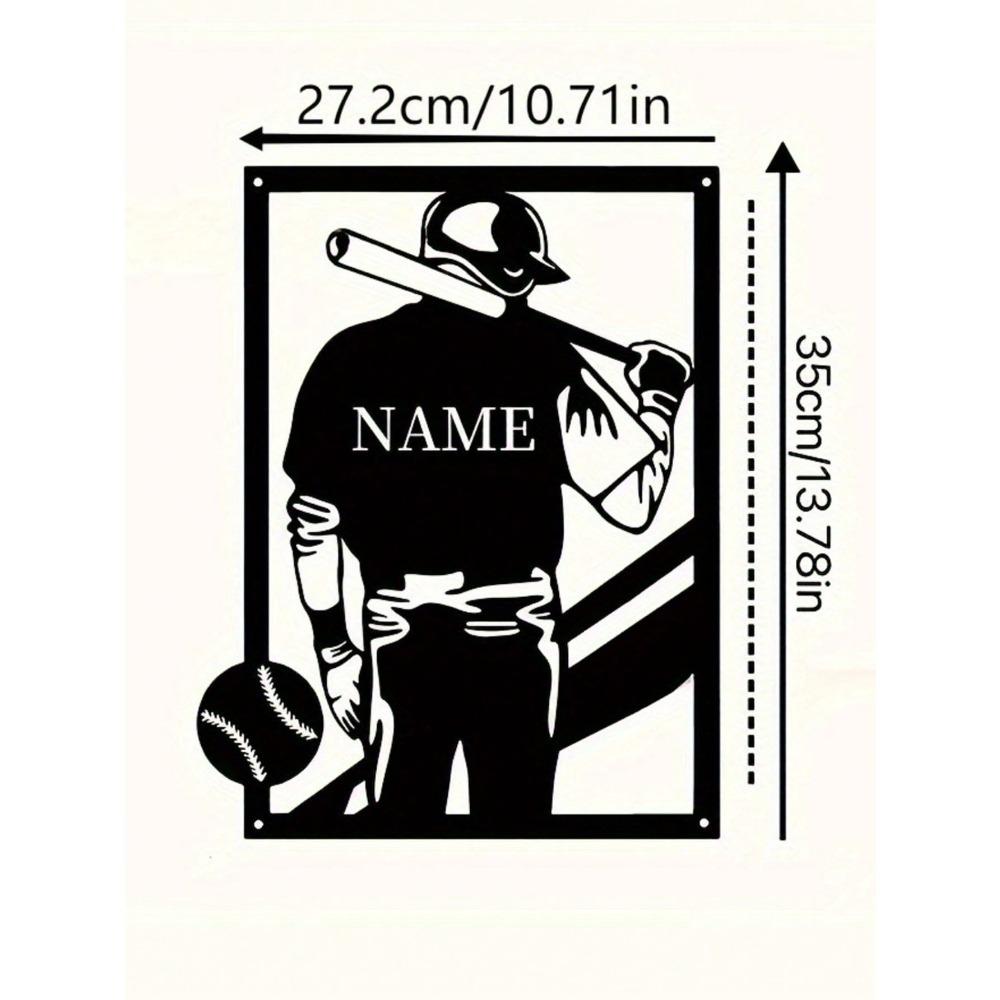 Custom Metal Baseball Player Wall Art Sculpture Personalized Number Name Sign Iron Sport Silhouette Home Decor
