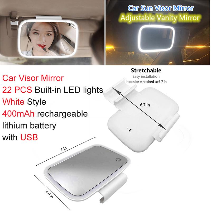 Draadloos opladen Auto Make-up Spiegel Zonneklep Spiegel Led Touch Schakelaar Make-up Spiegel 3 Verlichtingsmodi Auto Achterbank Achteruitkijkspiegel