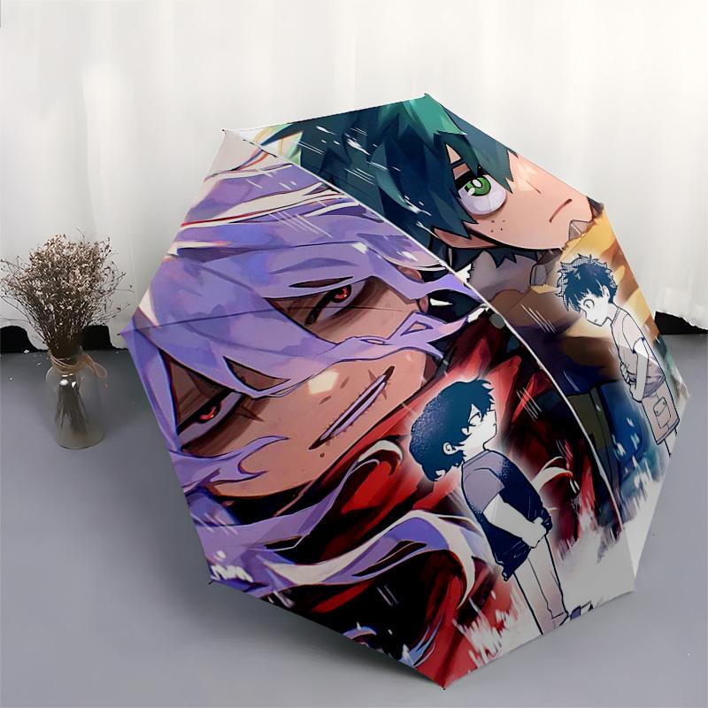 1pc Baku No Tsuki & Midoriya Izuku Outdoor Umbrella - Automatic Opening/Closing, Portable 3-Fold Design with Iron Frame - Perfect Gift for Fans, Trave