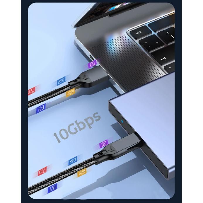 USB3.2 Type A To USB C Gen2 10Gbps Cable Data Transfer SSD Hard Disk NVMe Cable 3A 60W Fast Charging for iPhone 15 16 Samsung