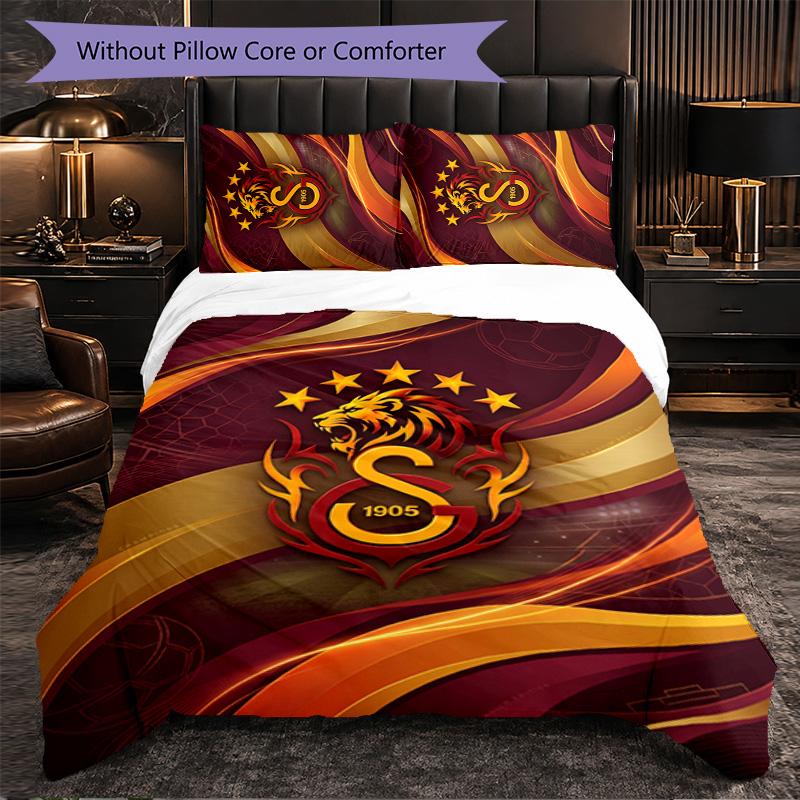 Galatasaray FC Themed Bedding 3Pcs Duvet Cover Set Decorative Bed Linen For Teen Room Home Decoration