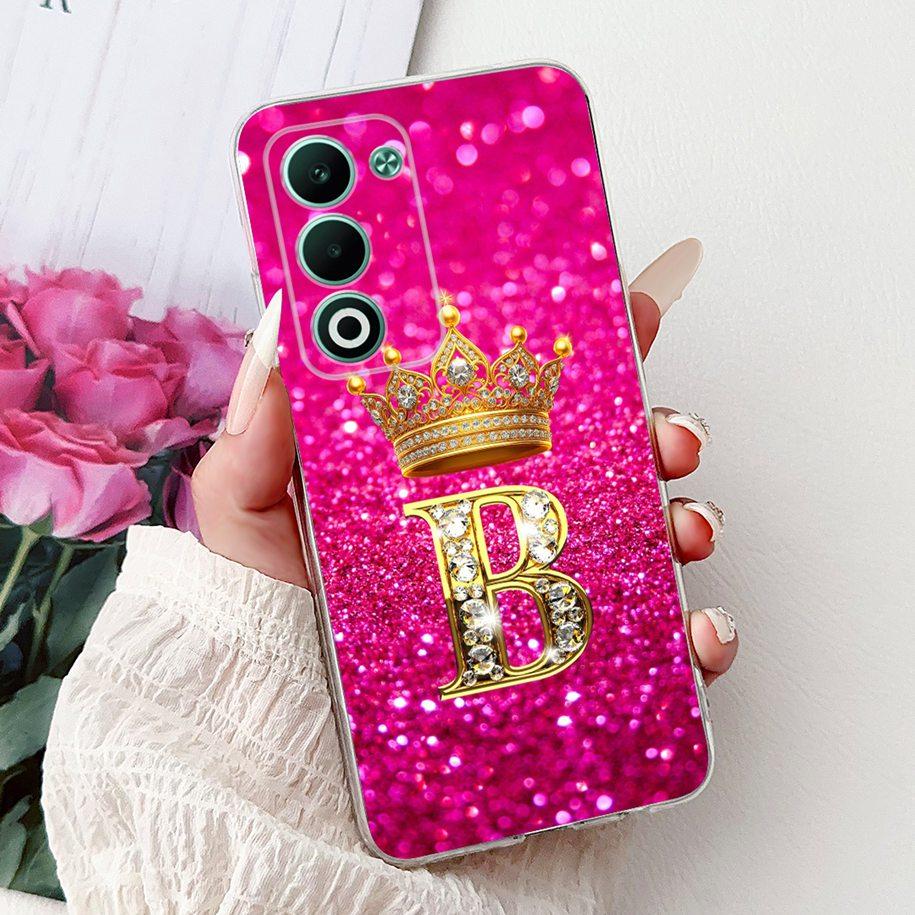 For OPPO A5 5G 2025 Case CPH2735 Cover Luxury Crown Initial Letters Soft Clear Silicone Back Cover For OPPOA5 5G 2025 Phone Case