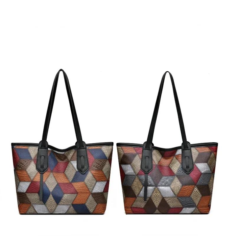 Dames PU patchwork crossbody tas grote capaciteit casual tas nieuw modeontwerp