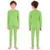 Children's Thermal Sleepwear Set Boys Girls, Solid Color Round Neck Long Sleeve Top & Elastic Waist Leggings, Comfy Loungewear