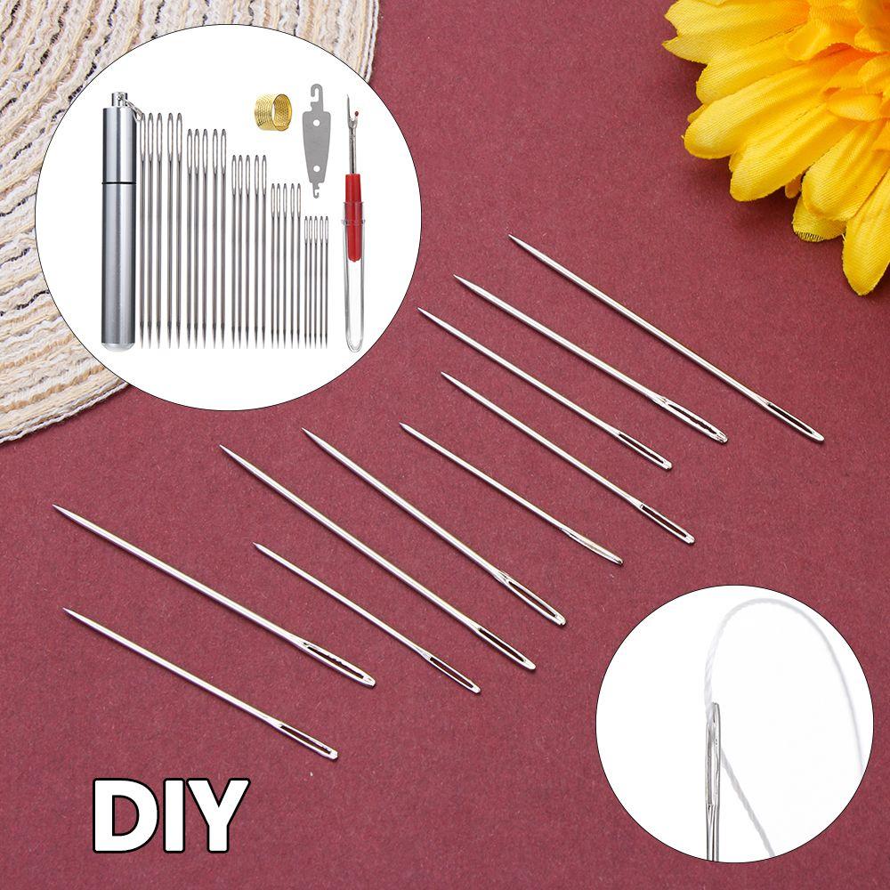 Stahl DIY Bastelwerkzeuge Stickerei Nähnadeln Set Nadeln mit großem Öhr Handnähnadel Reparatur Basteln