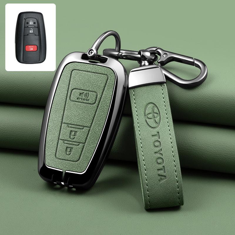 Leather Car Smart Remote Key Case Cover Shell for Toyota Avalon Camry RAV4 Prius CHR C-HR Corolla Land Cruiser Prado Keychain