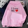 I Love Me Letter Printing Hoodies Long Sleeve Casual Hooded Sweatshirts Heart Graphic Clothing Hombre Men Women Hoodie